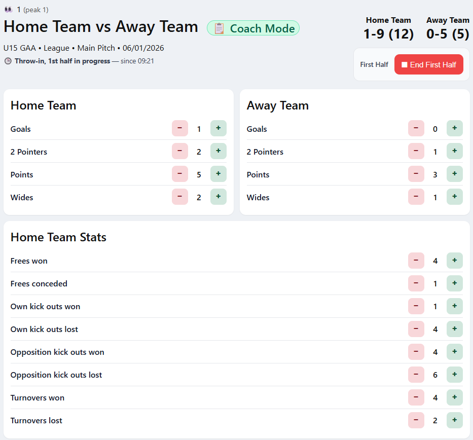 Track own team stats