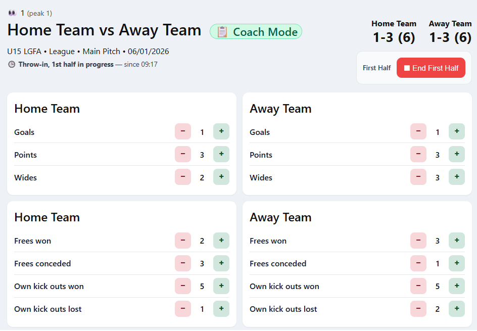 Track both teams stats